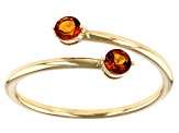 Pre-Owned Orange Madeira Citrine 10k Yellow Gold Bypass Ring .17ctw