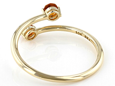 Pre-Owned Orange Madeira Citrine 10k Yellow Gold Bypass Ring .17ctw