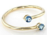 Pre-Owned Swiss Blue Topaz 10k Yellow Gold Bypass Ring .29ctw