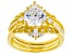 Pre-Owned White Cubic Zirconia 18K Yellow Gold Over Sterling Silver Ring With Bands 4.20ctw