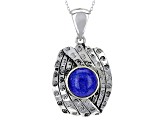 Pre-Owned Blue Lapis Lazuli Silver Pendant With Chain