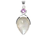 Pre-Owned White Rainbow Moonstone Sterling Silver Pendant 1.57ct