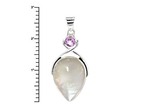 Pre-Owned White Rainbow Moonstone Sterling Silver Pendant 1.57ct