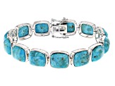 Pre-Owned Blue Turquoise Rhodium Over Silver Bracelet