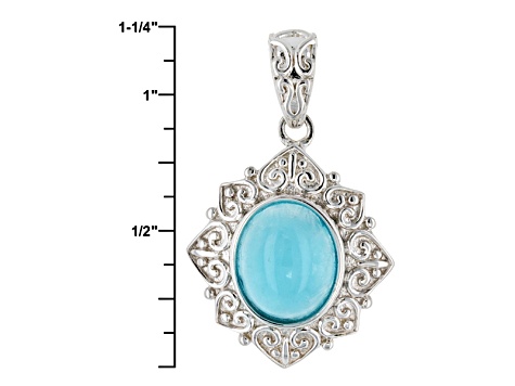 Pre-Owned Blue Hemimorphite Sterling Silver Solitaire Pendant With Chain