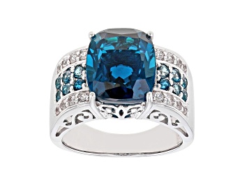 Picture of Pre-Owned London Blue Topaz Rhodium Over Sterling Silver Ring 6.94ctw