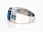 Pre-Owned London Blue Topaz Rhodium Over Sterling Silver Ring 6.94ctw