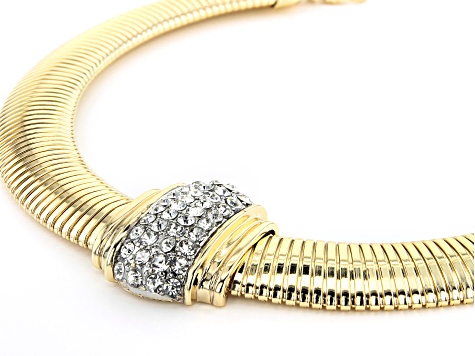 Pre-Owned Off Park Collection™ Gold Tone White Crystal Cobra Necklace