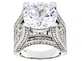 Pre-Owned White Cubic Zirconia Rhodium Over Sterling Silver Ring 22.65ctw