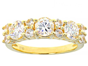 Pre-Owned Fabulite Strontium Titanate And White Zircon 18k Yellow Gold Over Silver Ring 2.79ctw