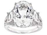 Pre-Owned White Topaz Rhodium Over Sterling Silver Ring 9.79ctw