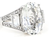 Pre-Owned White Topaz Rhodium Over Sterling Silver Ring 9.79ctw