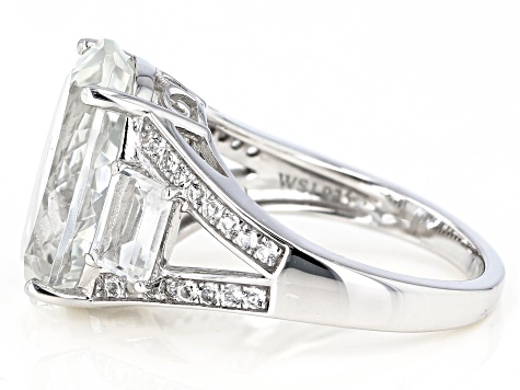 Pre-Owned White Topaz Rhodium Over Sterling Silver Ring 9.79ctw