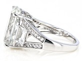 Pre-Owned White Topaz Rhodium Over Sterling Silver Ring 9.79ctw