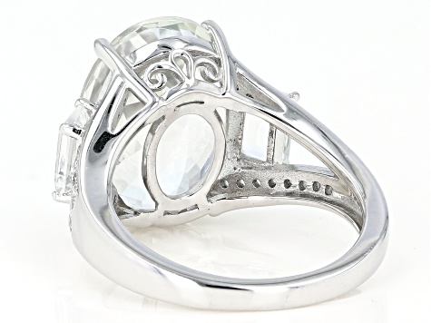 Pre-Owned White Topaz Rhodium Over Sterling Silver Ring 9.79ctw