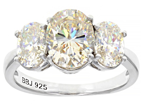 Pre-Owned Fabulite Strontium Titanate rhodium over sterling silver ring 4.91ctw.