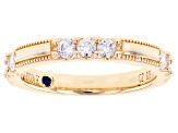 Pre-Owned White Cubic Zirconia 18K Yellow Gold Over Sterling Silver Band Ring 0.97ctw