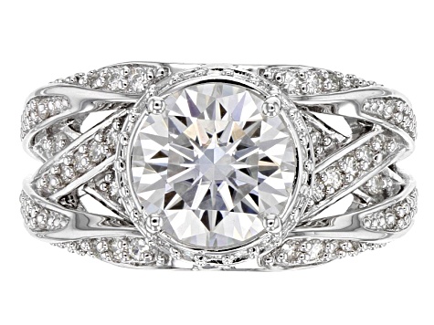 Pre-Owned Moissanite Platineve ring 3.32ctw DEW.