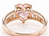 Pre-Owned Pink And White Cubic Zirconia 18k Rose Gold Over Silver Heart Ring 3.59ctw
