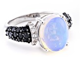 Pre-Owned Ethiopia Opal Rhodium Over Sterling Silver Ring 0.80ctw