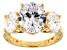 Pre-Owned White Cubic Zirconia 18K Yellow Gold Over Sterling Silver Ring 12.73CTW