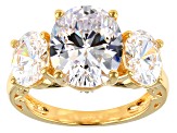 Pre-Owned White Cubic Zirconia 18K Yellow Gold Over Sterling Silver Ring 12.73CTW