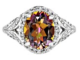 Pre-Owned Multicolor Northern Lights(TM) Quartz rhodium over silver ring 2.49ctw