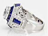 Pre-Owned Cubic Zirconia And Lab Created Sapphire Platineve Ring 7.61ctw