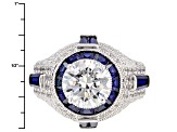 Pre-Owned Cubic Zirconia And Lab Created Sapphire Platineve Ring 7.61ctw