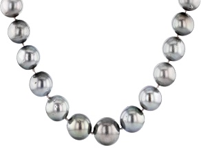 Pre-Owned Cultured Tahitian Pearl Rhodium Over Sterling Silver Necklace 15-18mm