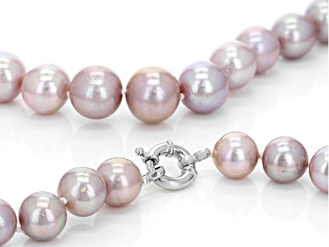 Pre-Owned Genusis Pearls(™)11-14mm Natural Lavender Cultured Freshwater Pearl Rhodium Over Silver Ne