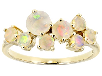 Picture of Pre-Owned White Opal 10k Yellow Gold Band Ring