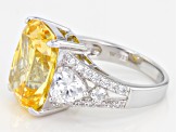 Pre-Owned Yellow & White Cubic Zirconia Rhodium Over Sterling Silver Ring 19.31ctw