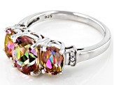 Pre-Owned Multicolor Northern Lights(TM) Quartz rhodium over silver ring 2.87ctw