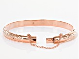 Pre-Owned 18k Rose Gold Over Silver Diamond Cut Hinged Bangle Bracelet 7 inch