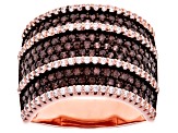 Pre-Owned Brown And White Cubic Zirconia 18k Rose Gold Over Sterling Silver Ring 2.96ctw