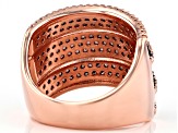 Pre-Owned Brown And White Cubic Zirconia 18k Rose Gold Over Sterling Silver Ring 2.96ctw