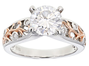 Picture of Pre-Owned Moissanite Platineve And 14K Rose Gold Two Tone Ring 1.96ctw DEW.