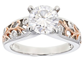 Pre-Owned Moissanite Platineve And 14K Rose Gold Two Tone Ring 1.96ctw DEW.