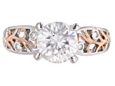 Pre-Owned Moissanite Platineve And 14K Rose Gold Two Tone Ring 1.96ctw DEW.