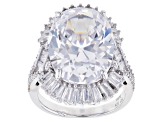 Pre-Owned White Cubic Zirconia Rhodium Over Sterling Silver Ring 24.43ctw
