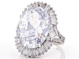 Pre-Owned White Cubic Zirconia Rhodium Over Sterling Silver Ring 24.43ctw