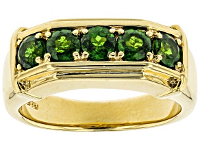 Pre-Owned Green Chrome Diopside 18k Yellow Gold Over Sterling Silver Gent's Wedding Band Ring 1.25ct
