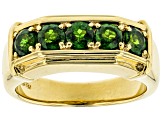 Pre-Owned Green Chrome Diopside 18k Yellow Gold Over Sterling Silver Gent's Wedding Band Ring 1.25ct