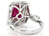 Pre-Owned Red And White Cubic Zirconia Rhodium Over Sterling Silver Ring 5.08ctw