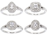 Pre-Owned White Cubic Zirconia Rhodium Over Sterling Silver Rings Set of 4 4.60ctw