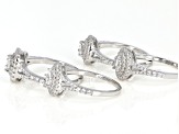 Pre-Owned White Cubic Zirconia Rhodium Over Sterling Silver Rings Set of 4 4.60ctw