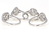 Pre-Owned White Cubic Zirconia Rhodium Over Sterling Silver Rings Set of 4 4.60ctw