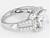 Pre-Owned White Cubic Zirconia Rhodium Over Sterling Silver Ring 5.42ctw