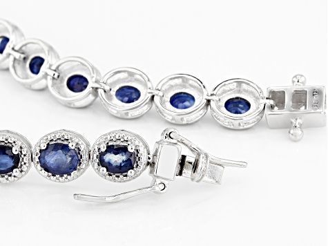 Pre-Owned Blue sapphire rhodium over sterling silver bracelet 8.43ctw